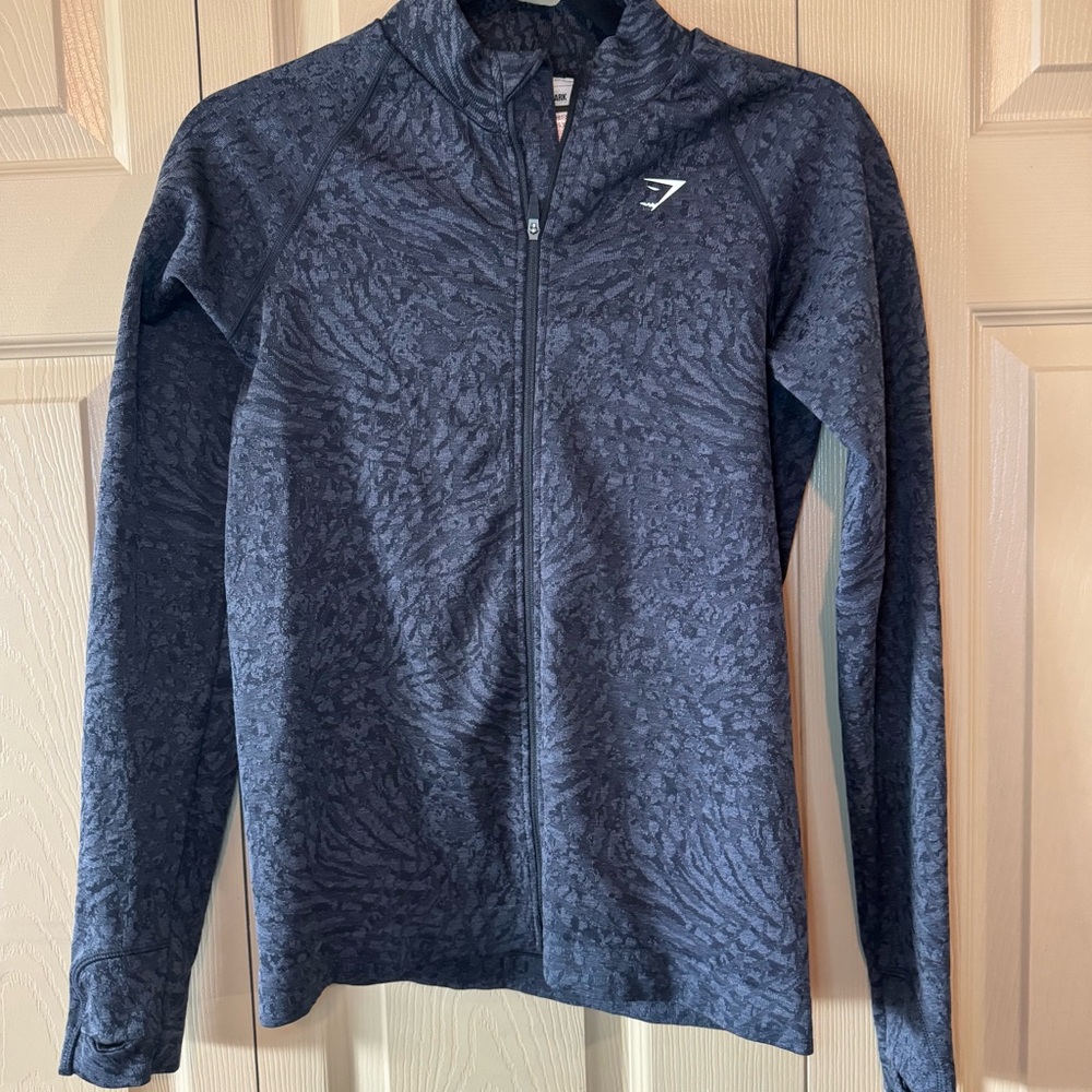 Gymshark Dark Charcoal Patterned Full-Zip Jacket (medium)
